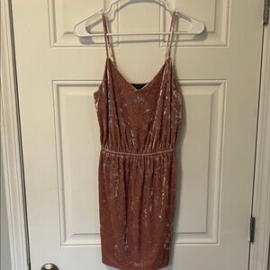 Pink Crushed Velvet Spaghetti Strap Dress